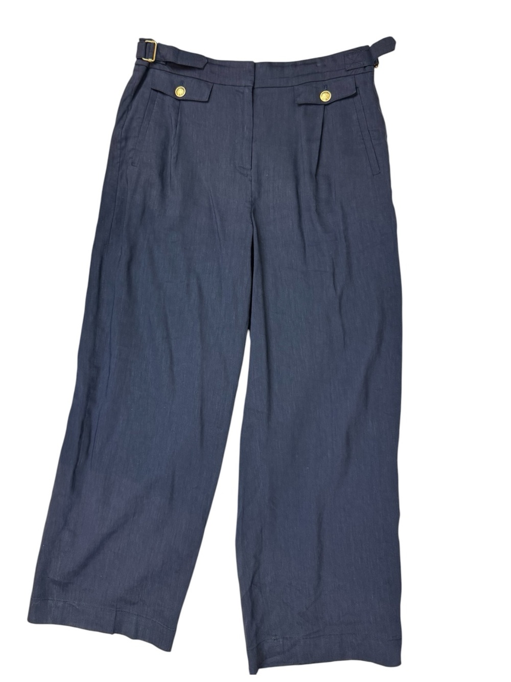 J Crew Side Tab Trouser in Italian Linen Blend sz 10 Navy